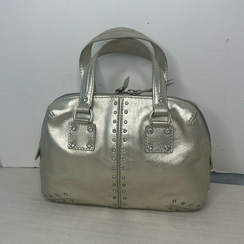 MICHAEL Michael Kors Metallic Gold Rhine Stone Studded Zipper Handbag